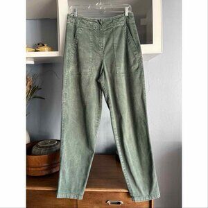 Ischiko Oska Cotton Stretch Tapered Pants Green Womens Size 1 Lagenlook